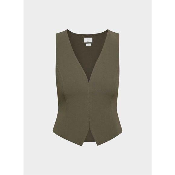 Aritzia Wilfred Attire Vest - Crepett size 0 Sun-dried Olive - Picture 1 of 9